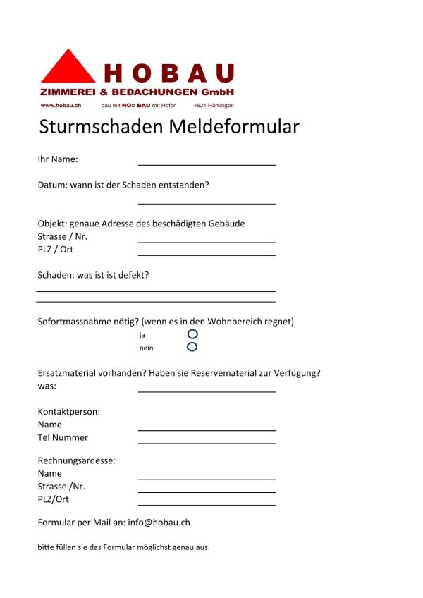 Anmeldung Sturmschaden